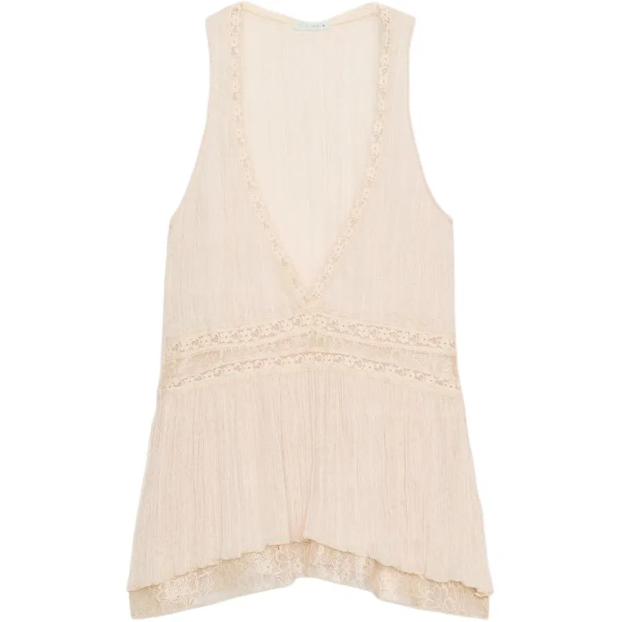 Женская майка с V-образным вырезом ZARA, Light Pink Red
