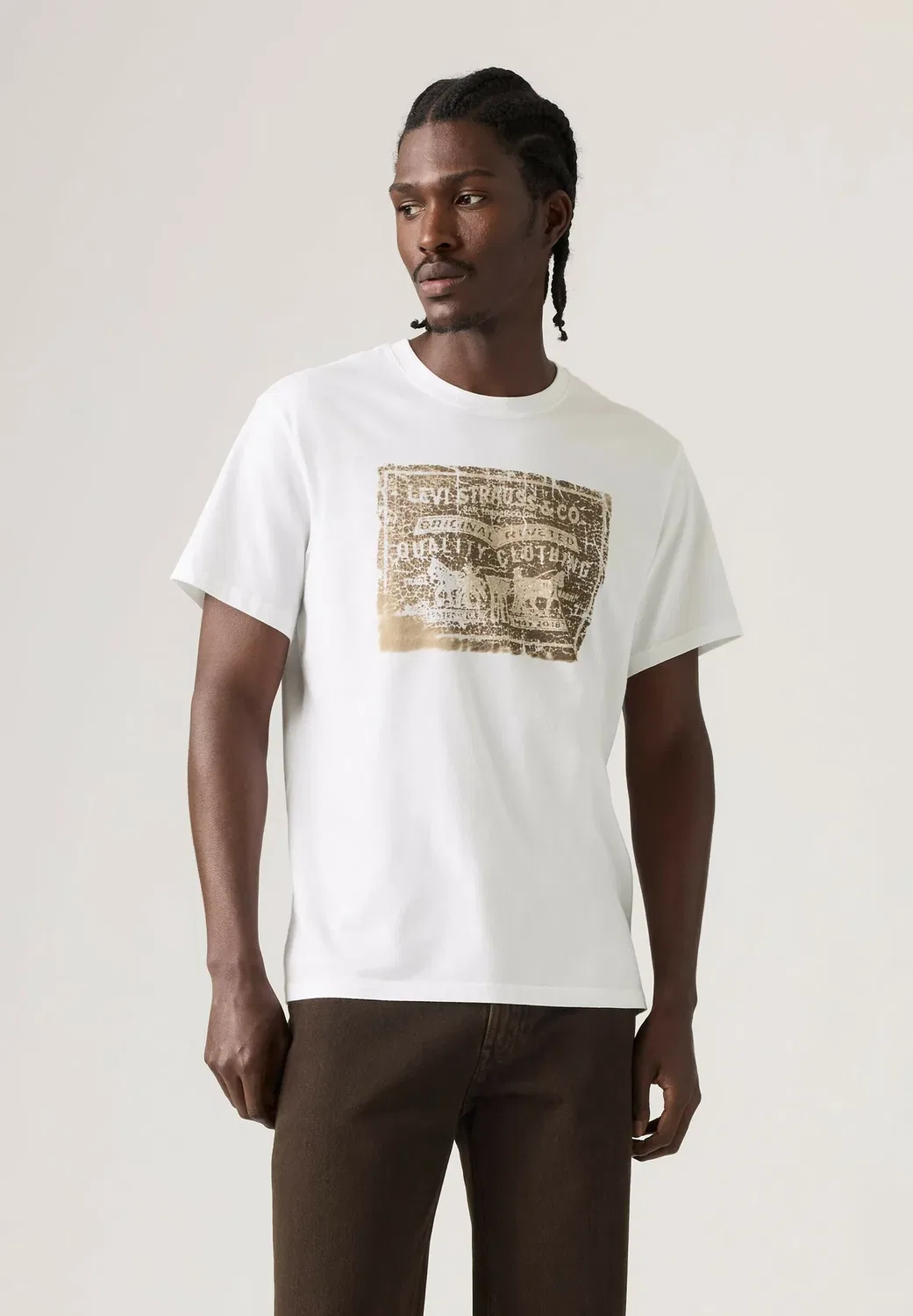 Футболка свободного кроя Ss, оригинальная футболка SRT 1 C с принтом Levi'S, Whites — фото 4