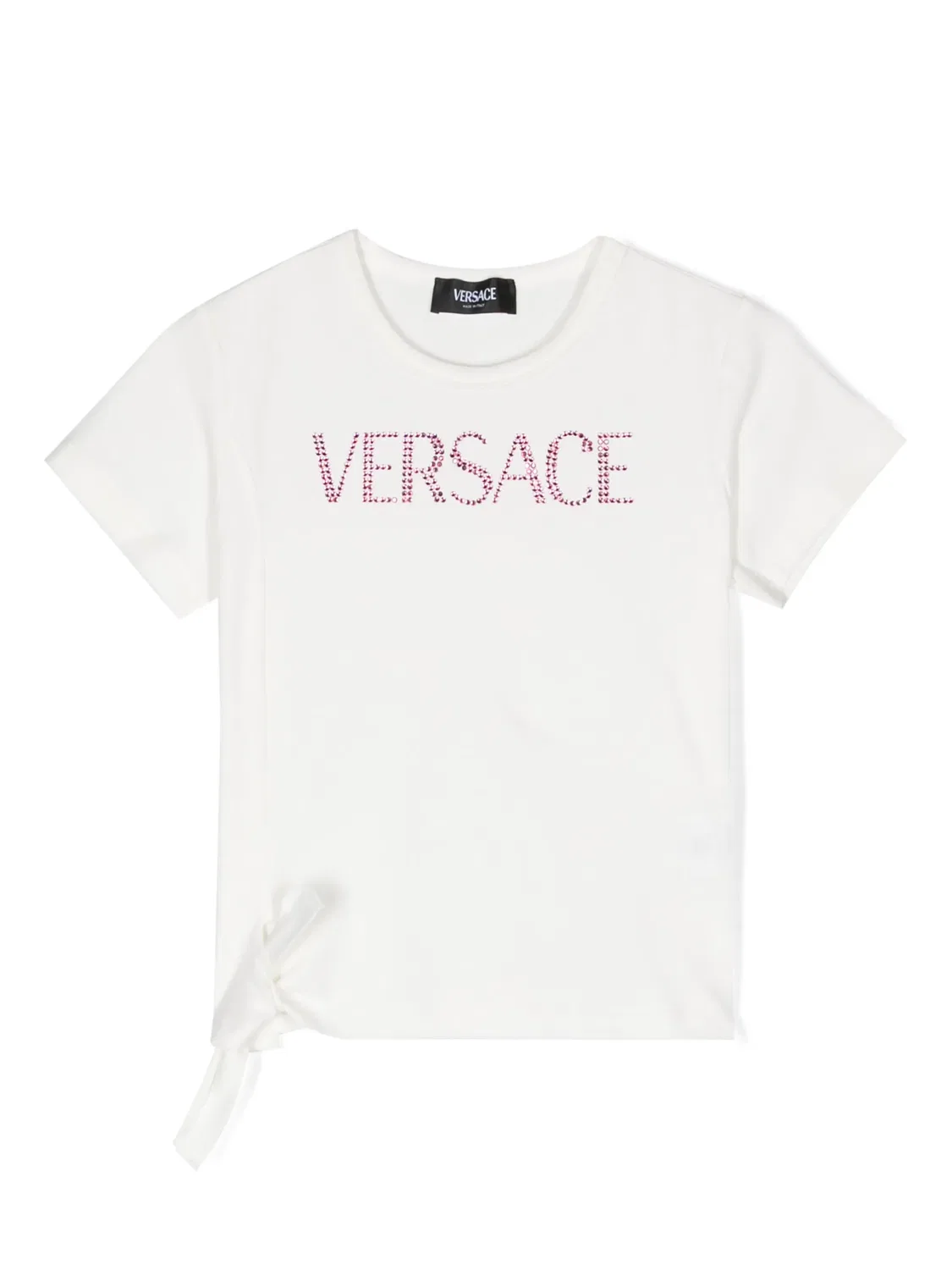 Футболка с логотипом, украшенная стразами Versace, белый