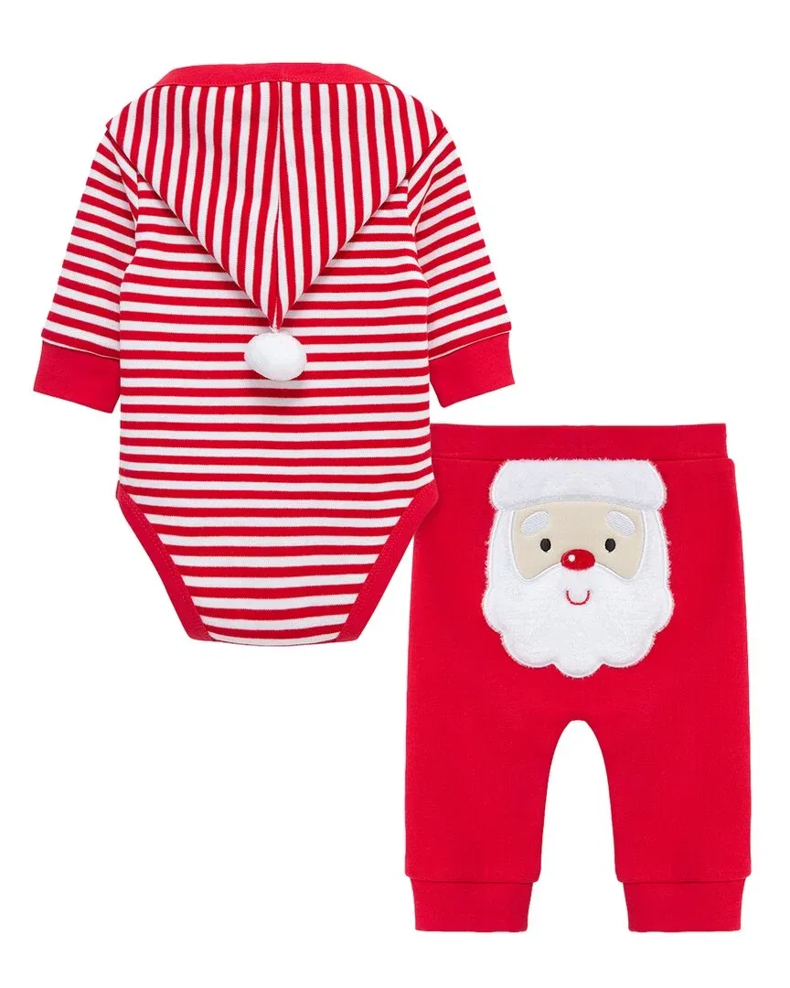Детский боди-комбинезон с принтом Santa комплект Little Me, красный — фото 2