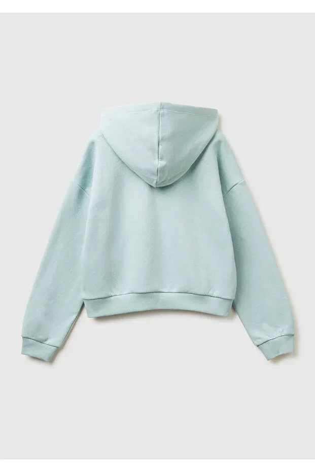 Детские свитшот для девочек с вышивкой пайетками United Colors Of Benetton, Water Green — фото 2