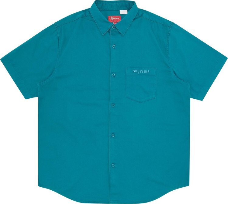 

Рубашка Supreme Croc Patch Short-Sleeve Work Shirt 'Teal', бирюзовый