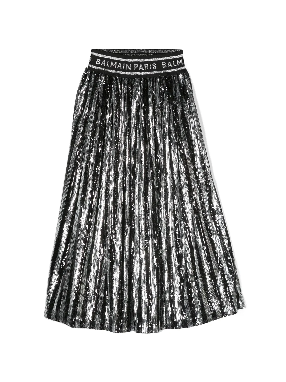 Юбка с пайетками и складками Balmain, черный