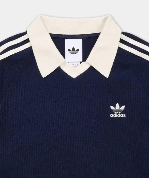 Пике/поло Adidas, вафельное, темно-синий — фото 3