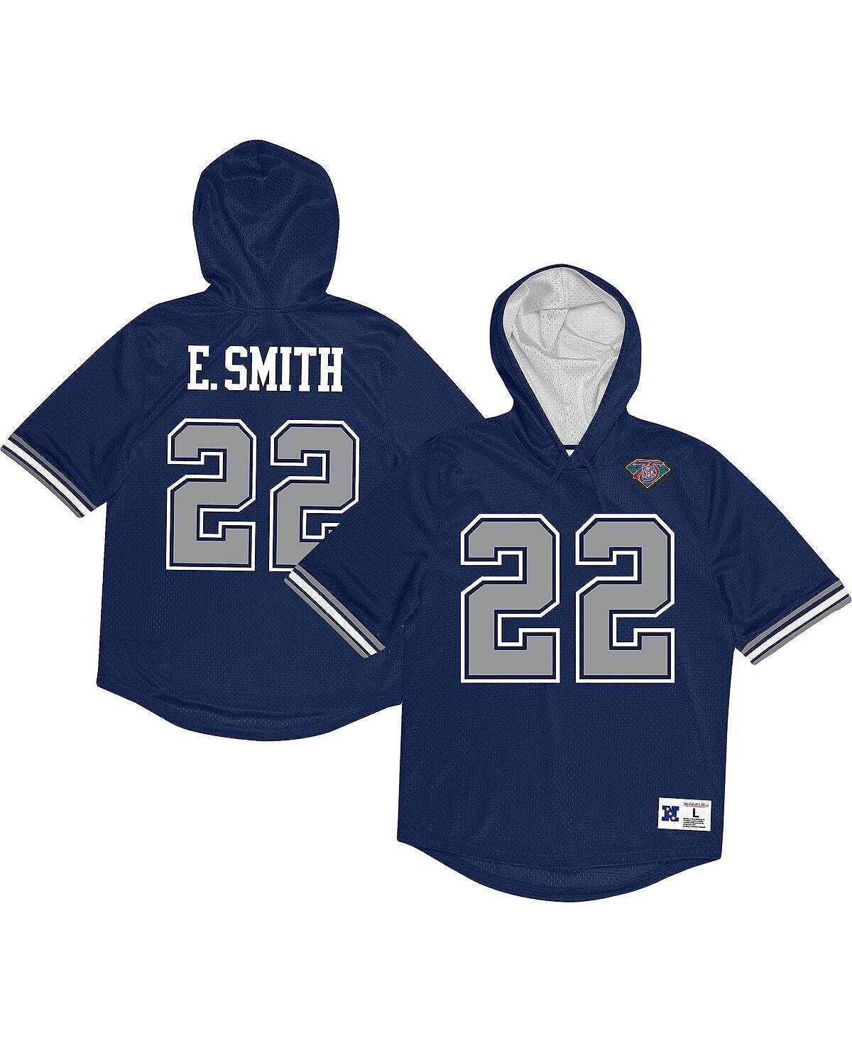 

Мужская футболка с капюшоном emmitt smith navy dallas cowboys для пенсионеров с сетчатым именем и номером Mitchell & Ness, синий