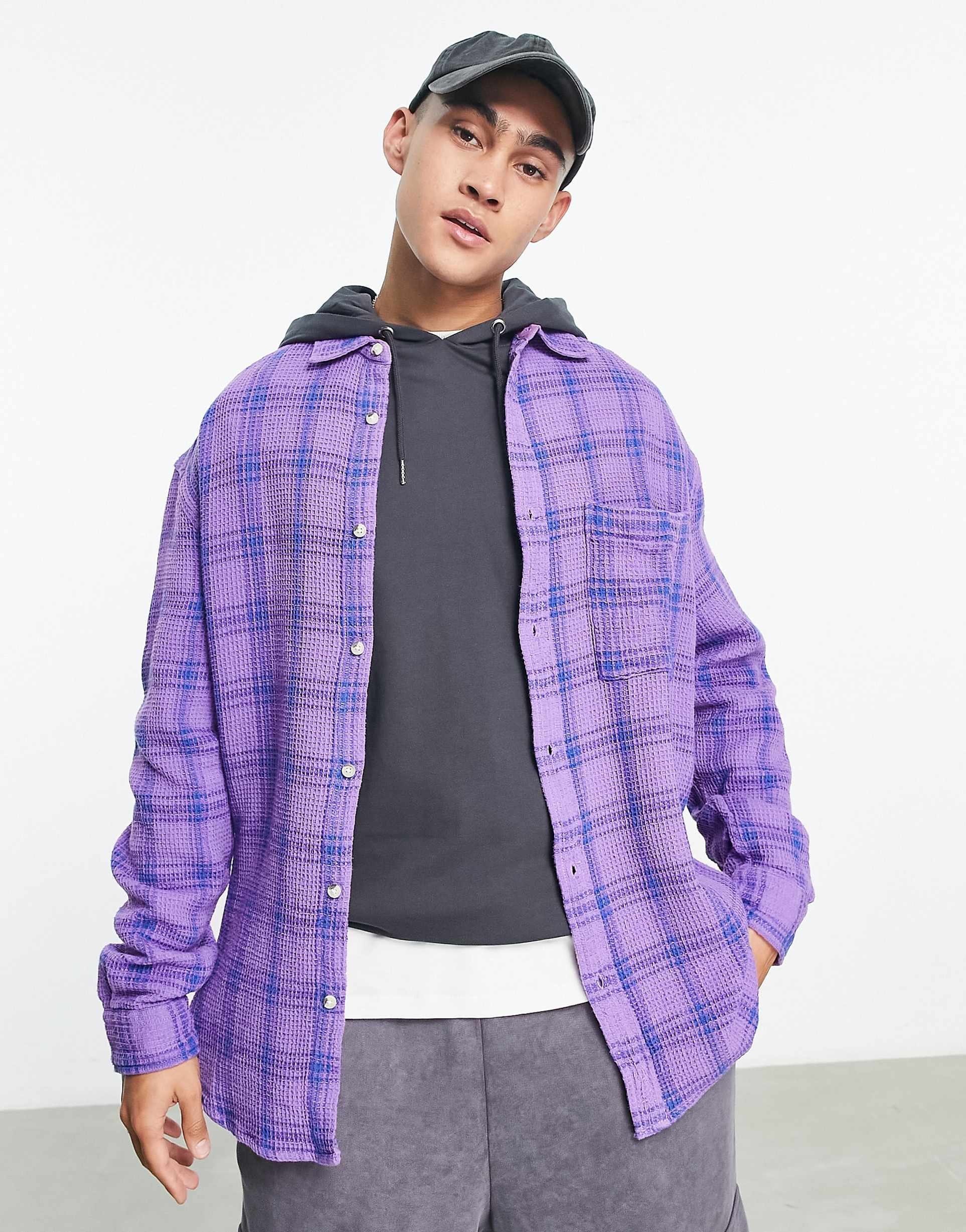 

Объемная рубашка фиолетового цвета в стиле 90-х ASOS (размер S)