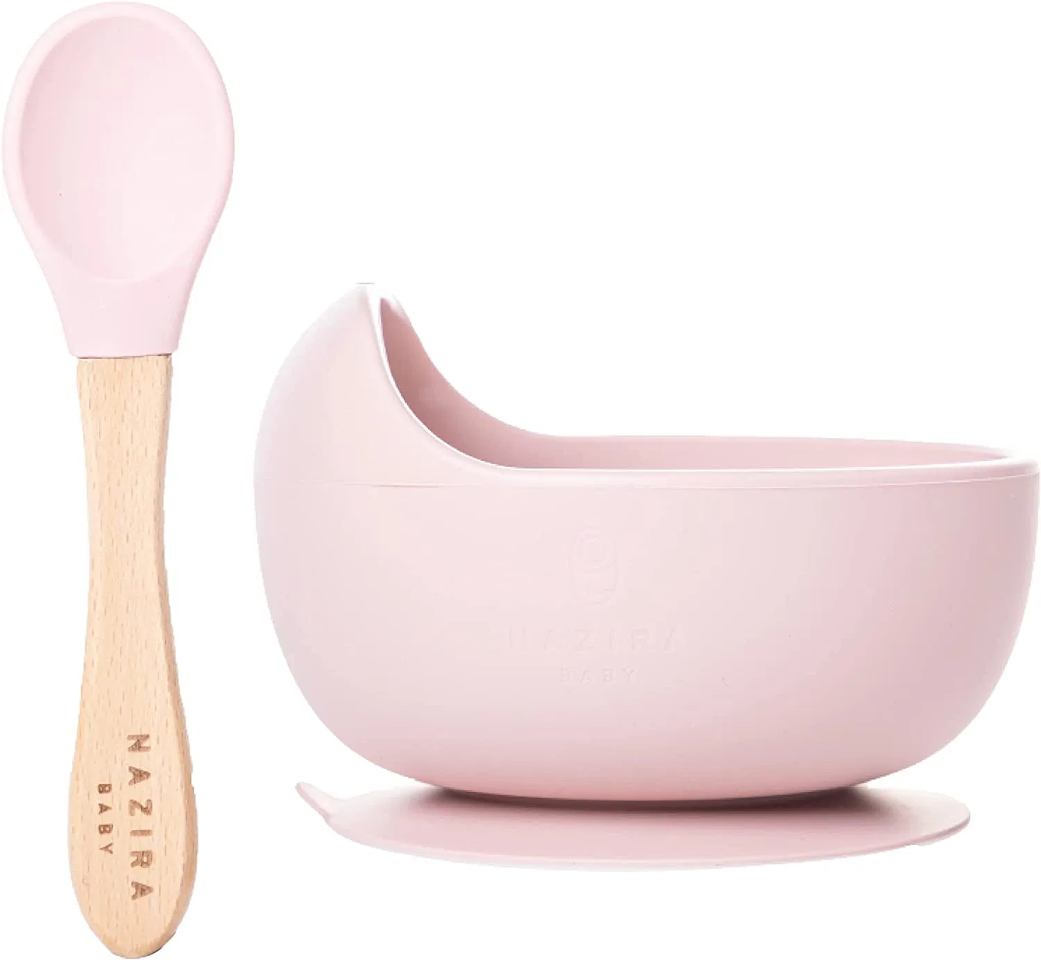Детская силиконовая миска на присоске с ложкой, Flamingo Rose, NAZIRABABY, розовый