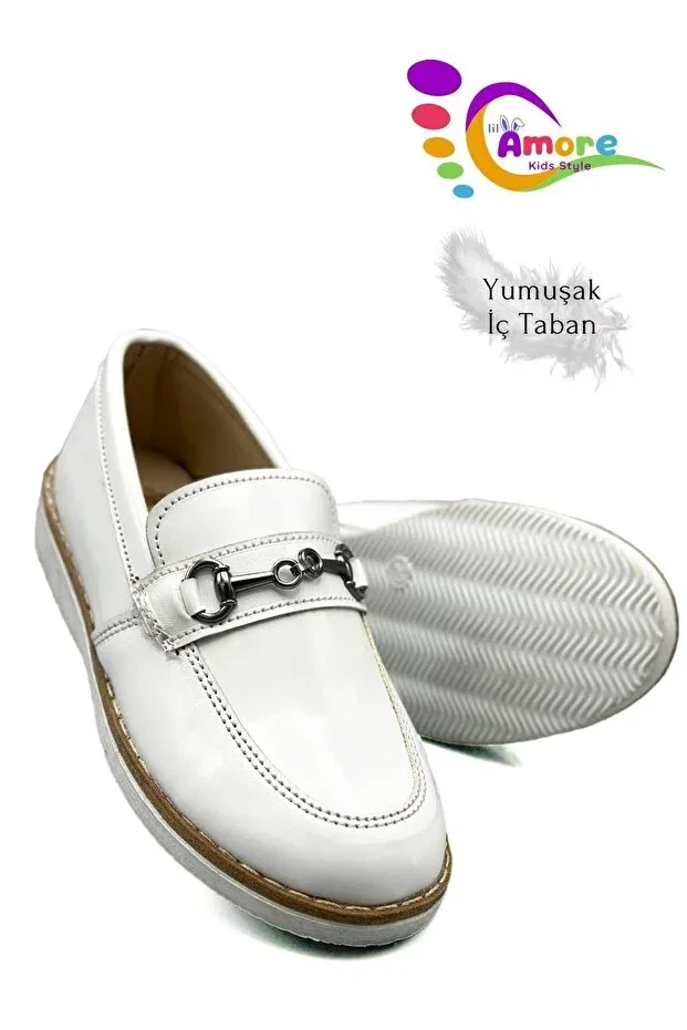 Детские туфли для мальчиков из лаковой кожи Corcik Sermoda, Tr White — фото 3
