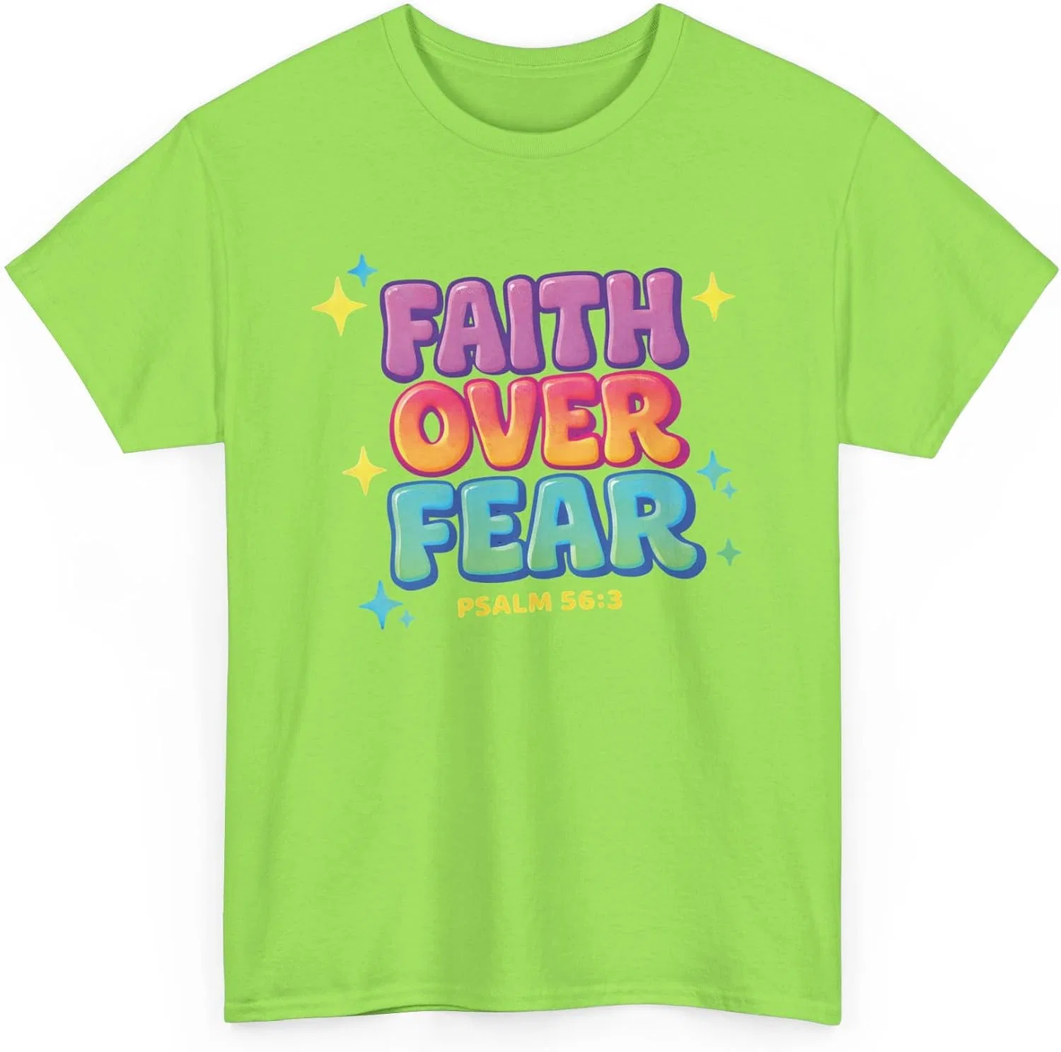 Футболка с принтом Faith Over Fear Gildan 5000, Neon Green