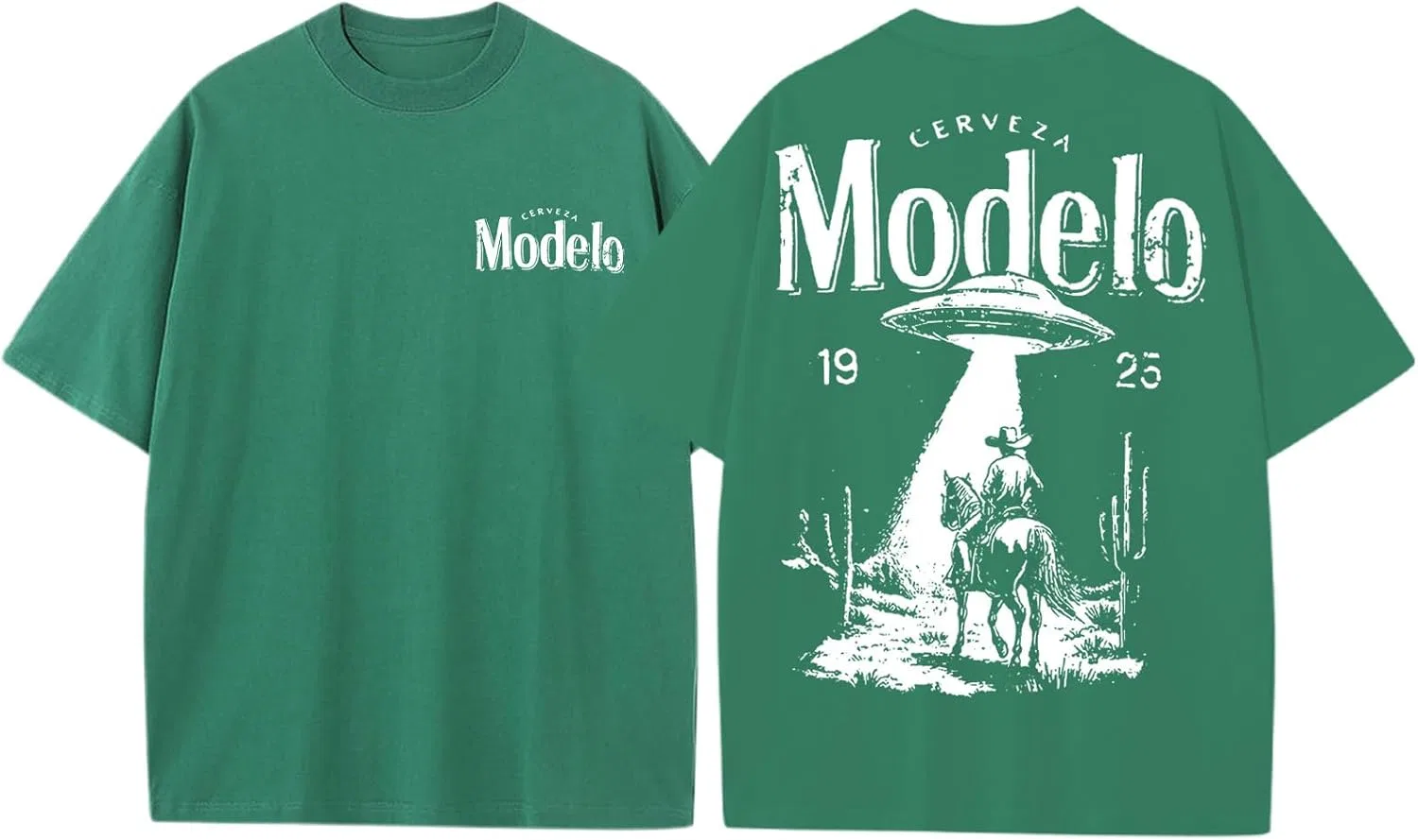 Мужская футболка оверсайз с принтом Western T Shirts, зелёный — фото 4