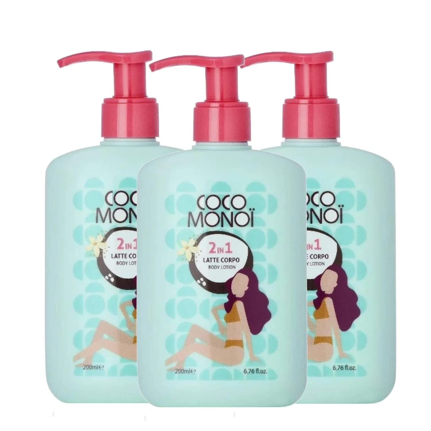 Лосьон для тела 2-в-1 COCO MONOI, Coconut and Tiare Blossom, 200 мл, 3 шт