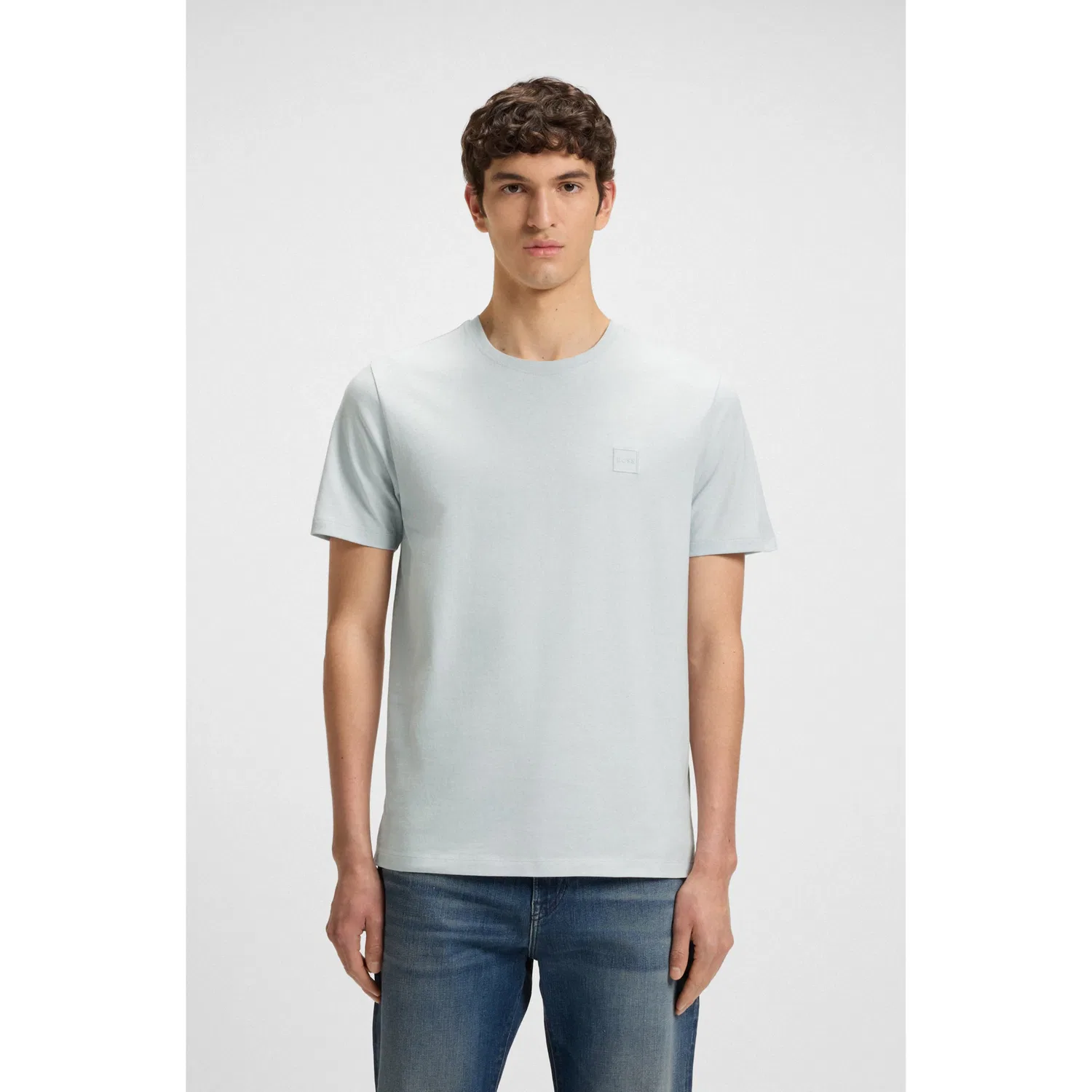 Детская трикотажная футболка с вышивкой BOSS ORANGE, Light/Pastel Grey