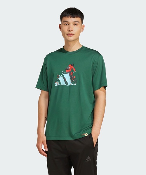 

Футболка с графическим принтом, технология ClimaCool, модель Doodle Hunt Adidas, зеленый