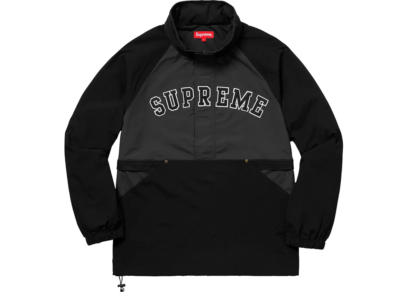 Мужская куртка-полузастежка с капюшоном Supreme Pullover, Black — фото 2