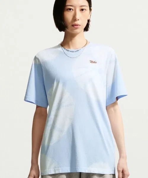 Женская футболка с коротким рукавом хлопковая с принтом NIKE, Sax Blue