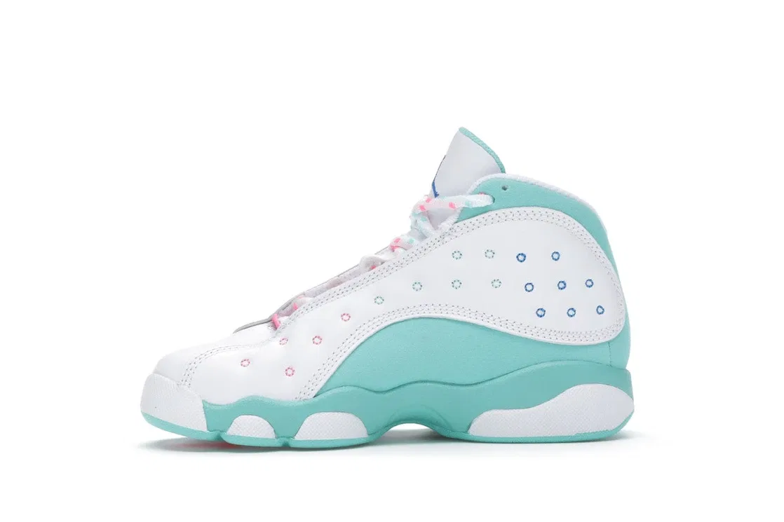 Детские кроссовки Lifestyle Jordan 13 Retro, White/Soar-Green-Pink — фото 3