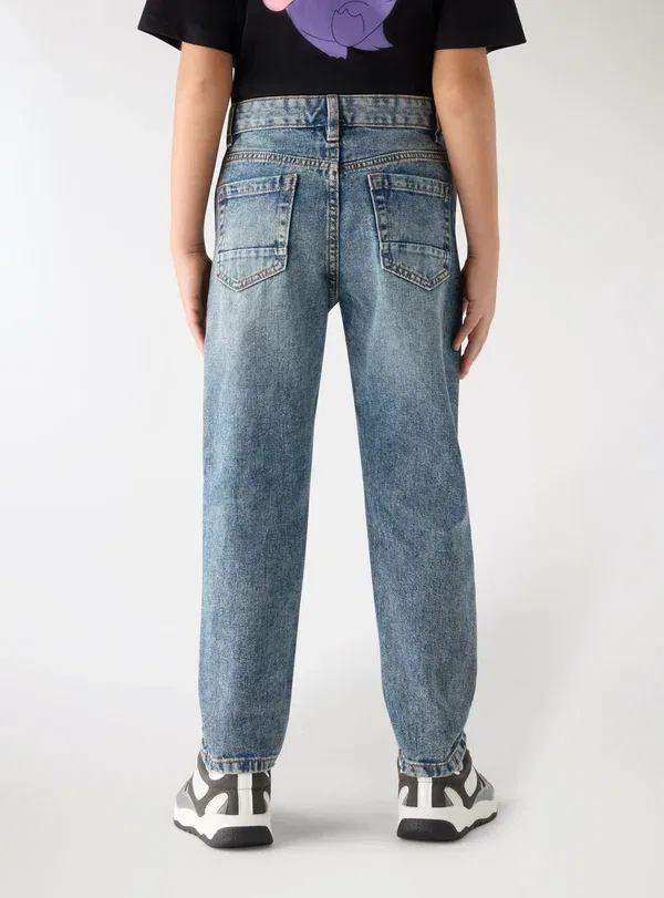 Брюки джинсовые Con strappi unita, Terranova, Blu Denim Medio, синий — фото 3