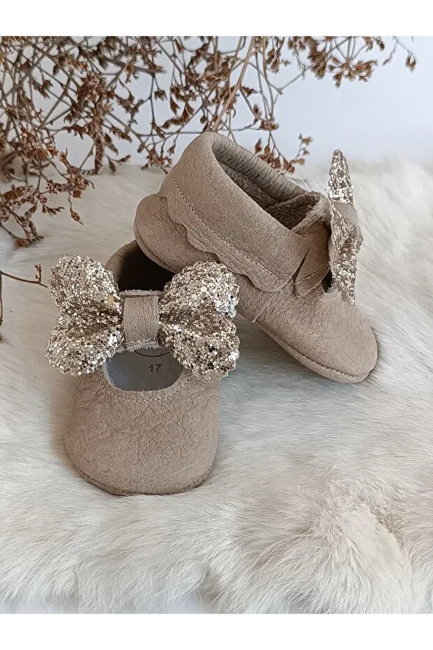 Детские ботиночки для малышей кожаные Alice stoned milk brown Hodore, Milky Brown — фото 3