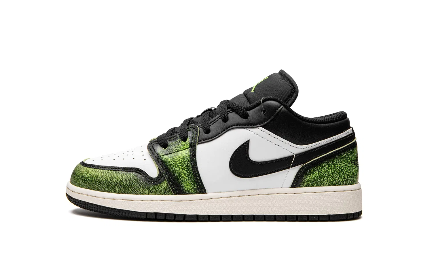 Детские баскетбольные кроссовки для мальчиков с принтом Air Jordan 1 Low NIKE, Black Electric Green White