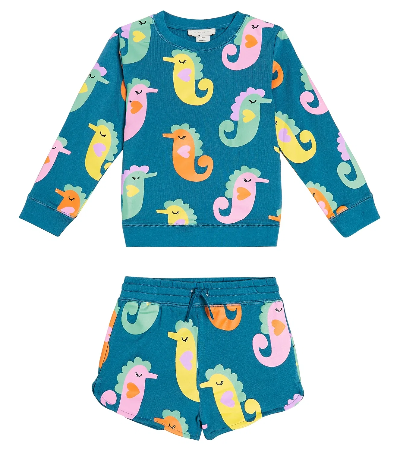 Комплект из свитшота и шорт с принтом Stella Mccartney Kids, синий