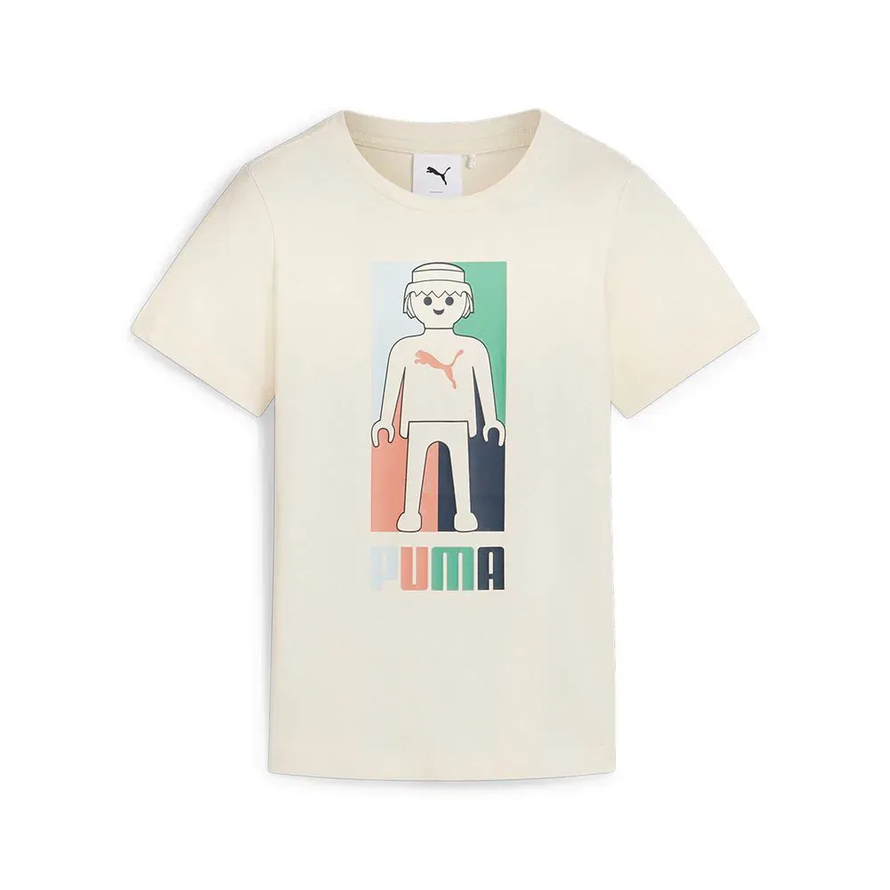 Детская футболка с коротким рукавом с принтом Puma X Playmobil, Beige