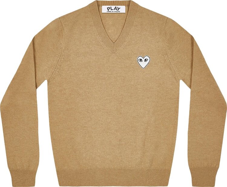 

Свитер Comme des Garçons PLAY Heart V Neck Sweater 'Camel', коричневый