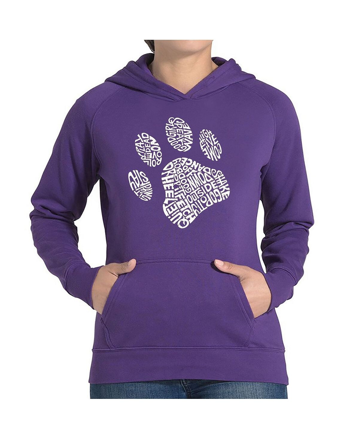 

Женская толстовка с капюшоном word art - dog paw LA Pop Art, фиолетовый