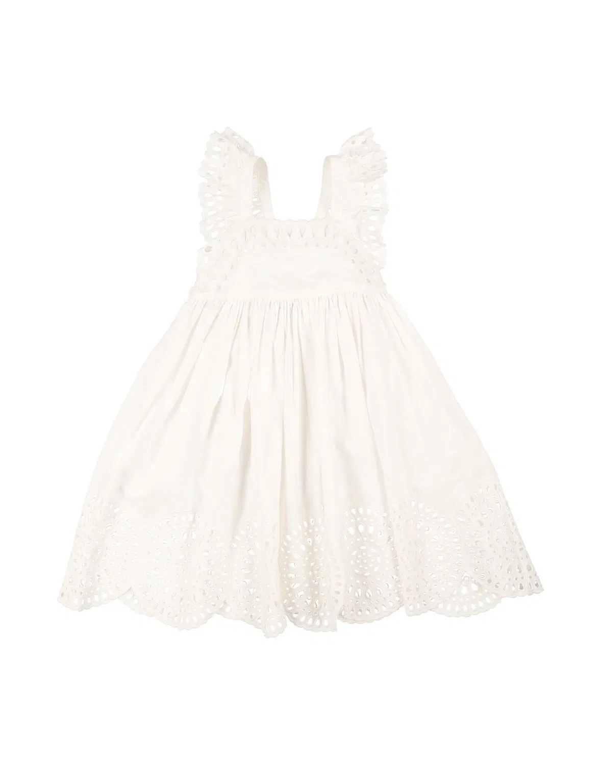Детское платье для девочек хлопковое с кружевной отделкой Stella Mccartney Kids, белый