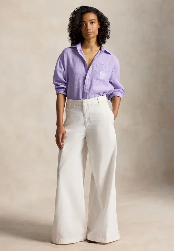 Блузка из льна Wimbledon woven shirt, Polo Ralph Lauren, Purple, фиолетовый — фото 4