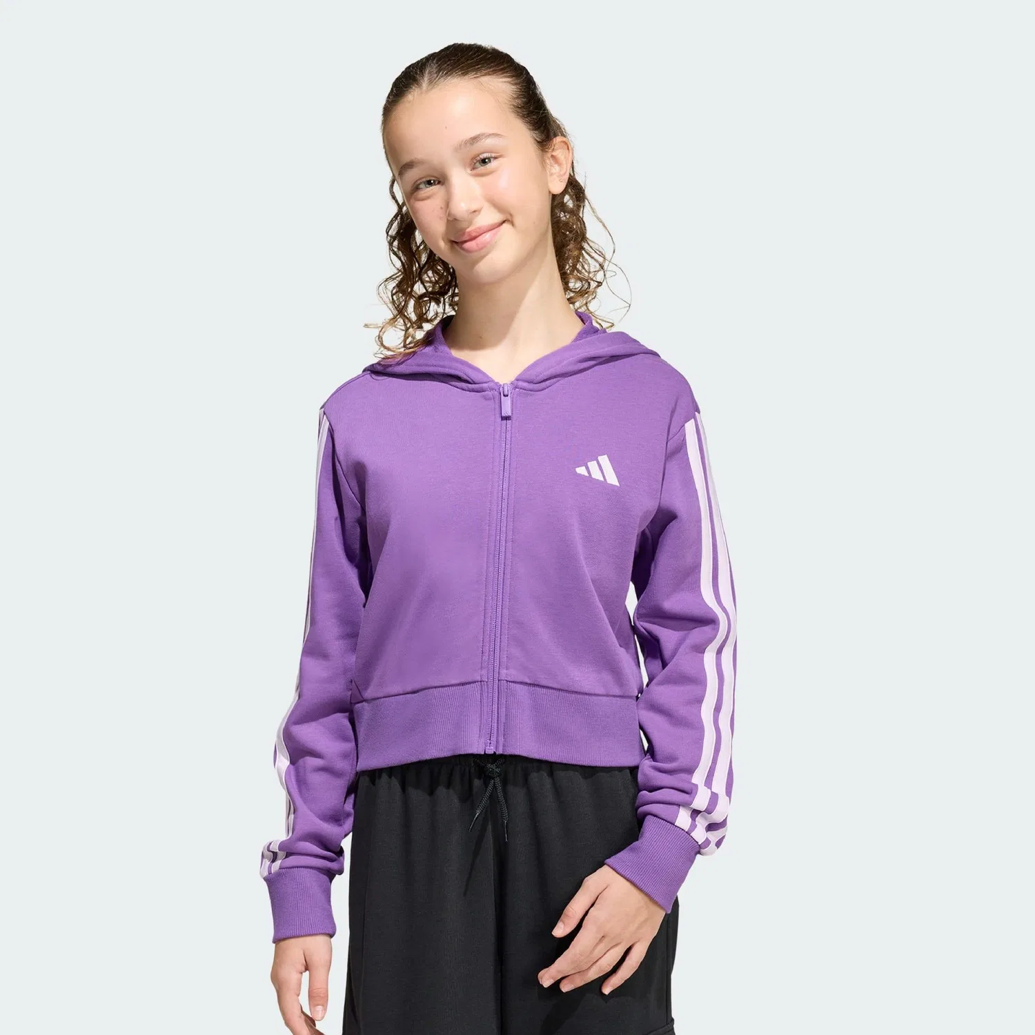 Детское укороченное худи с капюшоном Essentials Kids Adidas, Violett Hellindigo