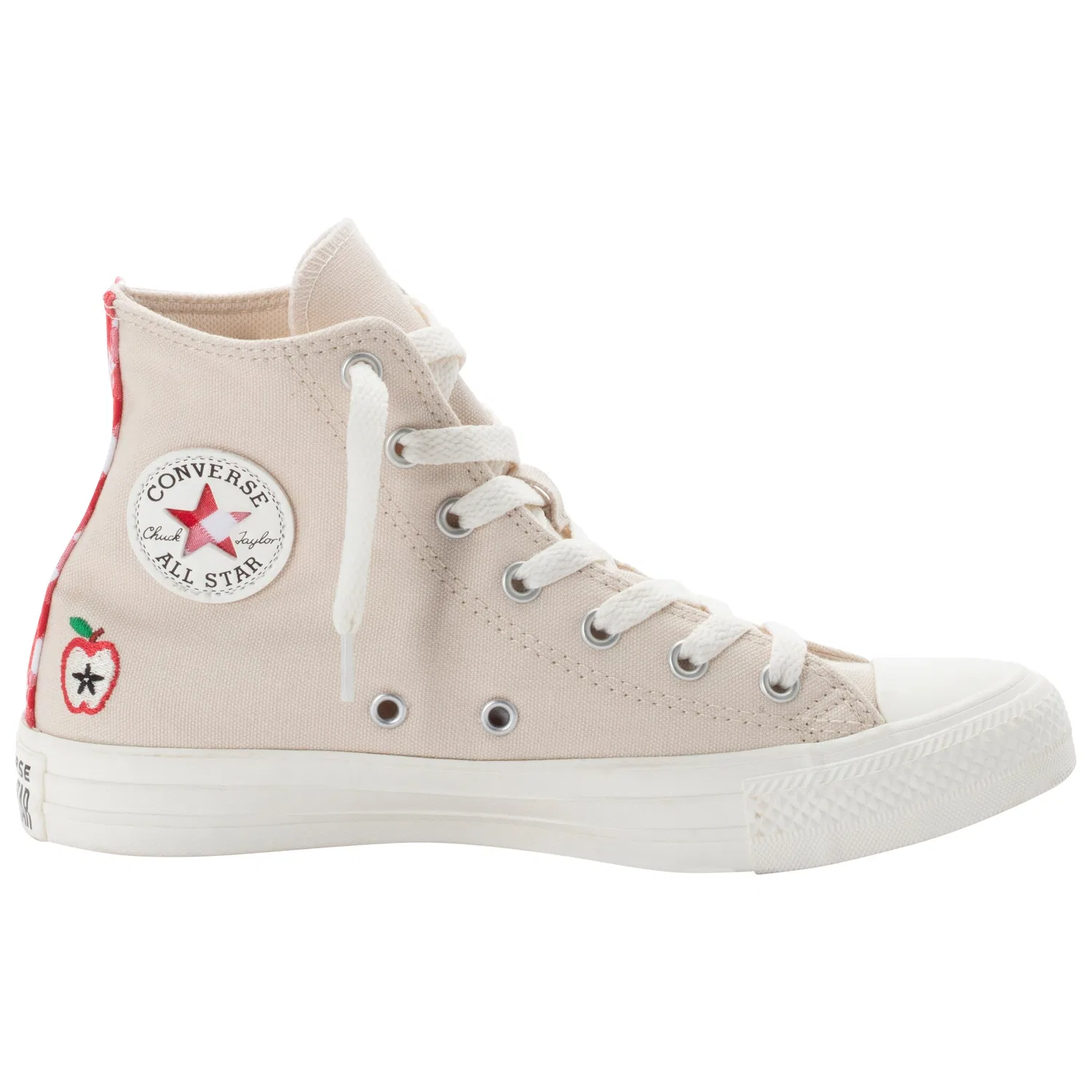 Детские кроссовки с клетчатым принтом Converse, Light Dune/Egret/Red — фото 3