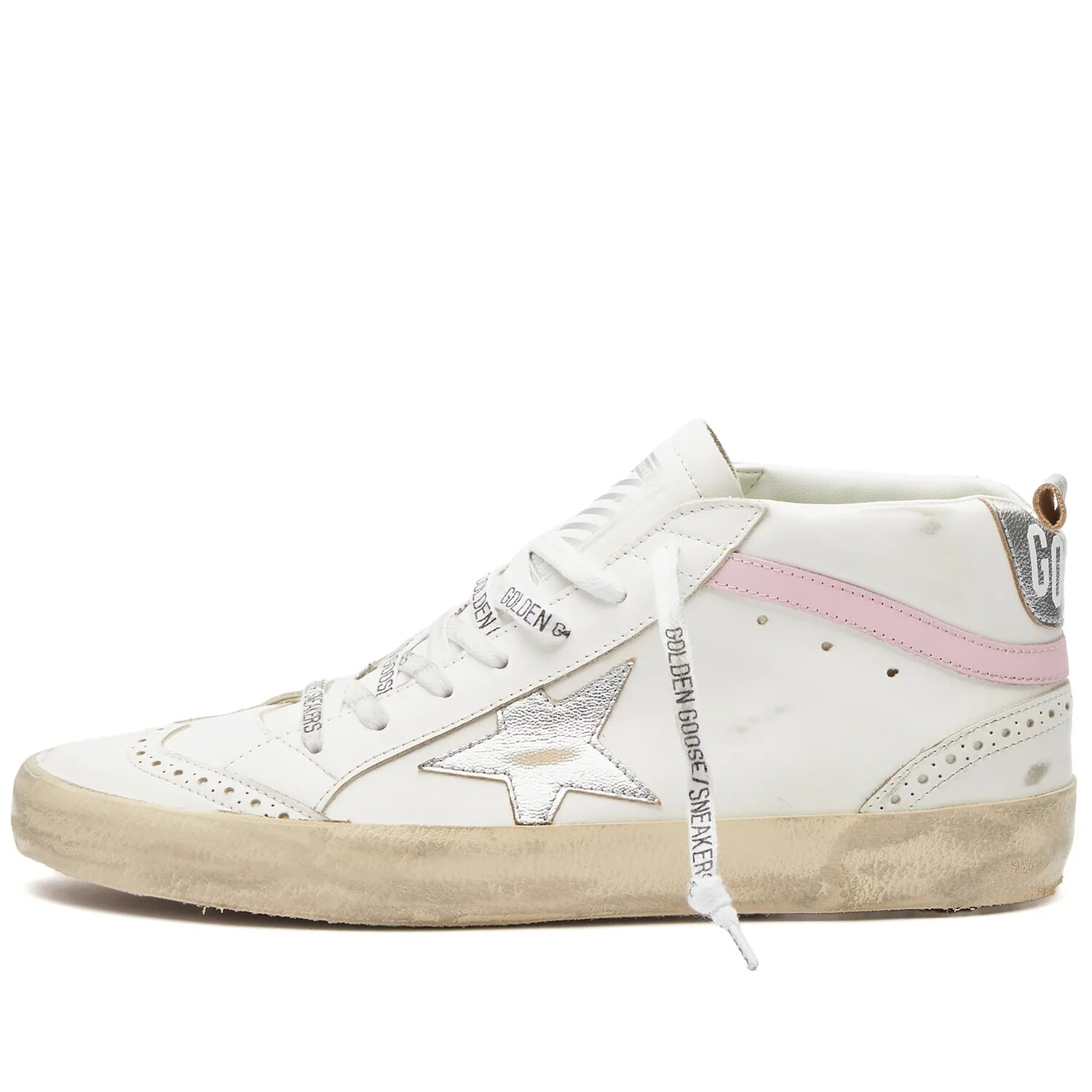 

Кеды Golden Goose Mid Star Leather, бежевый/розовый/серебристый