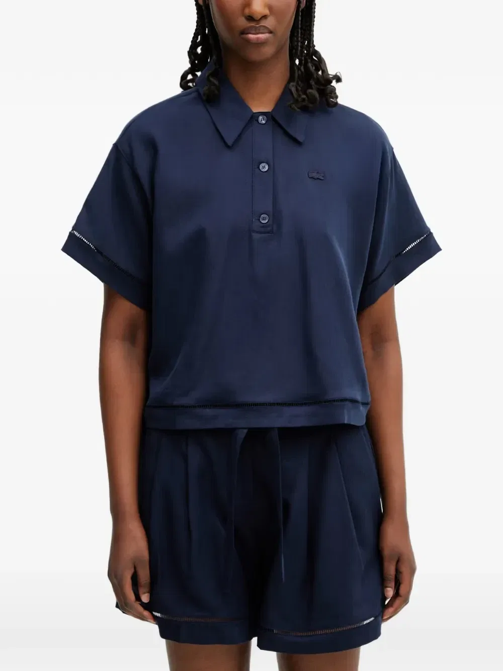 Поло Lacoste с логотипом, синее