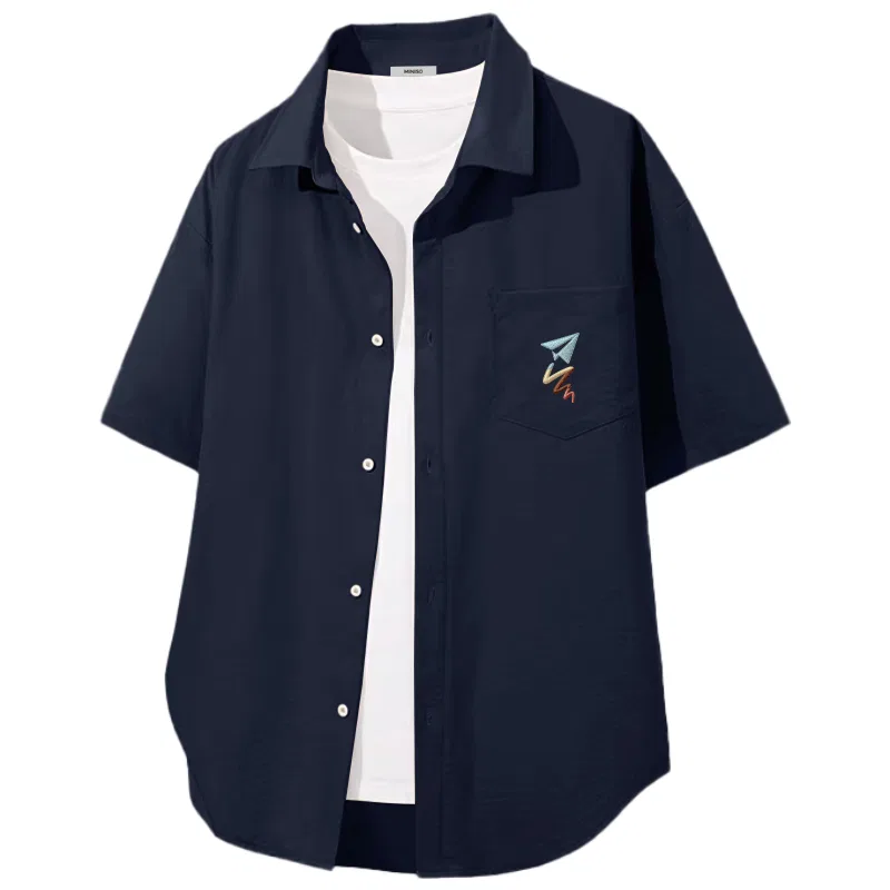 Детская рубашка с воротником Ma Flying to Dream Chest Logo MINISO, Navy Blue