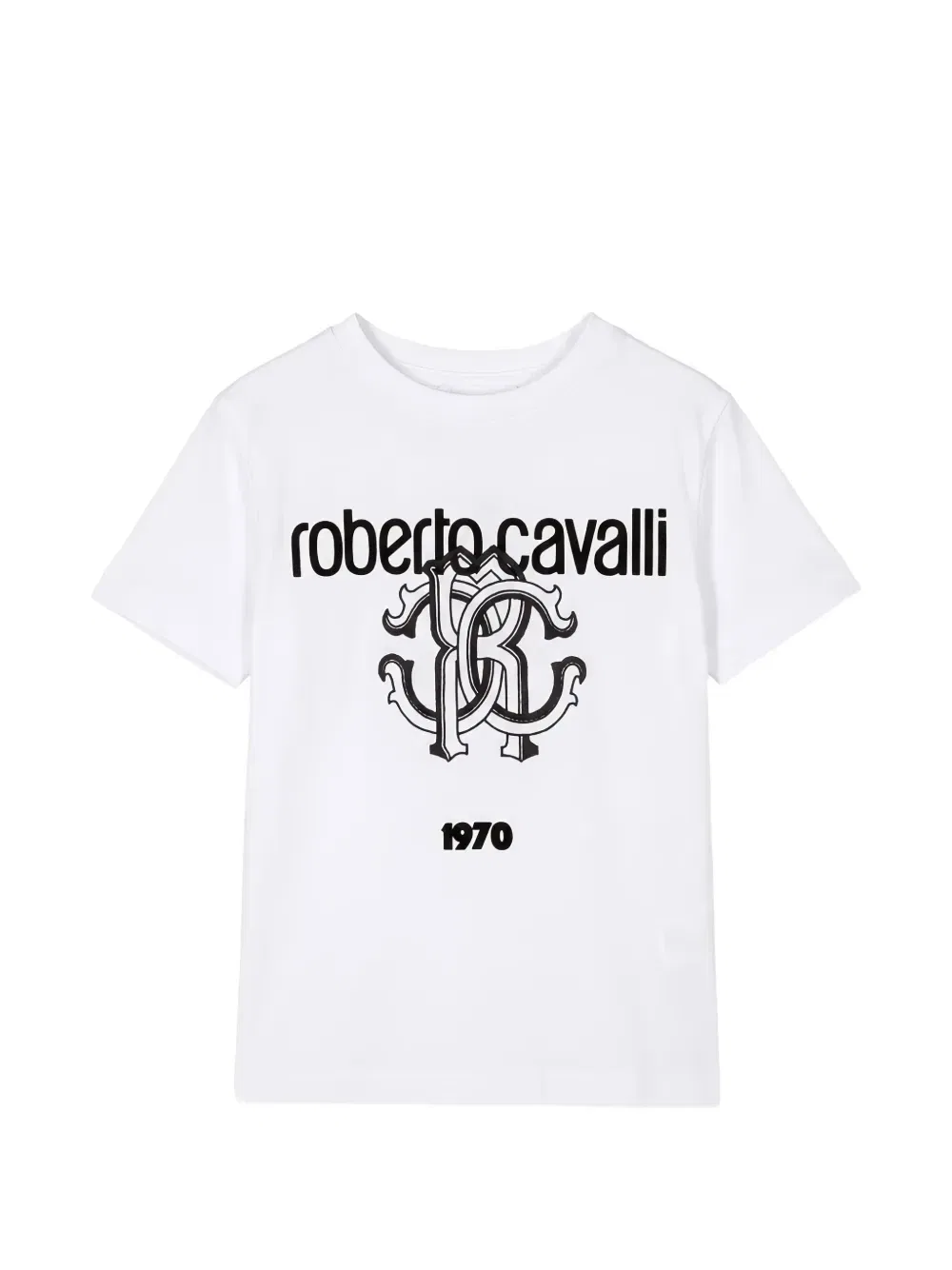 Хлопковая футболка с логотипом Roberto Cavalli Junior, белый