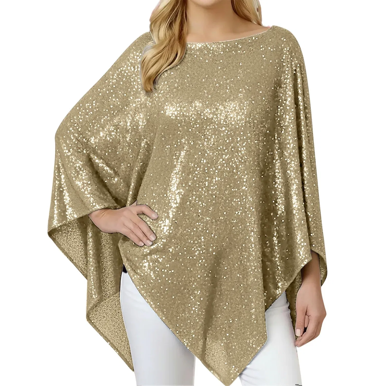 Женская блузка-туника с асимметричным низом, с принтом, с рукавом 3/4, Gold Foil Print, Gold