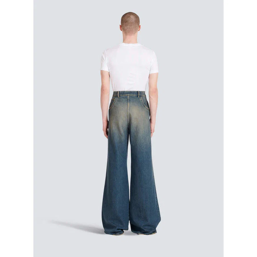 Брюки широкие джинсовые Balmain, Blue — фото 4