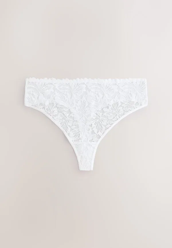 Комплект из 3 стрингов кружевные High waisted thong fit Next black, white, nude, белый — фото 3