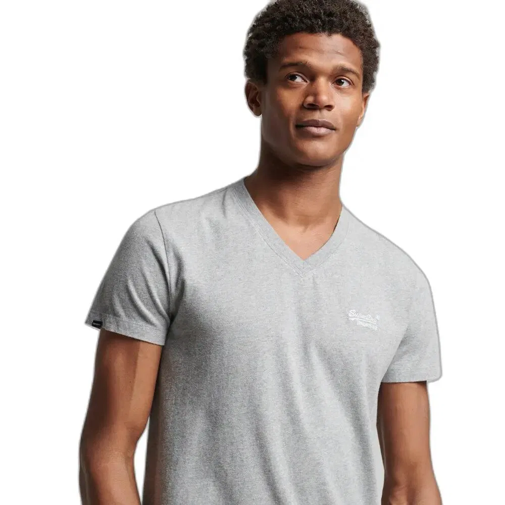Женская футболка с V-образным вырезом Superdry, Цвет: Grau / Betongrau — фото 3