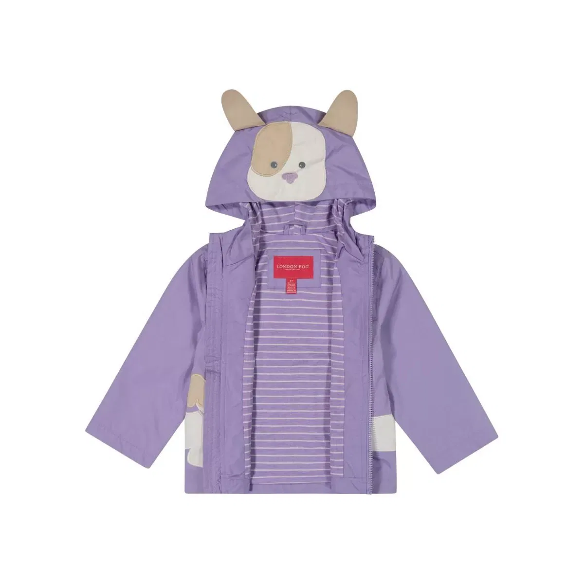 Детский дождевик для девочек с принтом Animal Jersey Lined Rainslicker London Fog, Lilac Puppy — фото 2