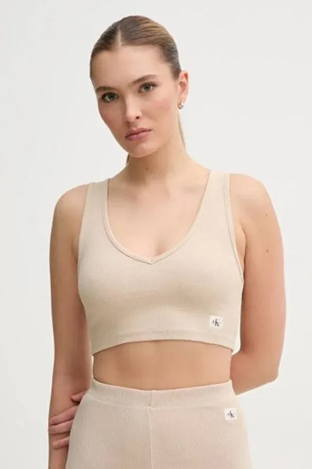 Женский топ с v-образным вырезом Calvin Klein, Beige