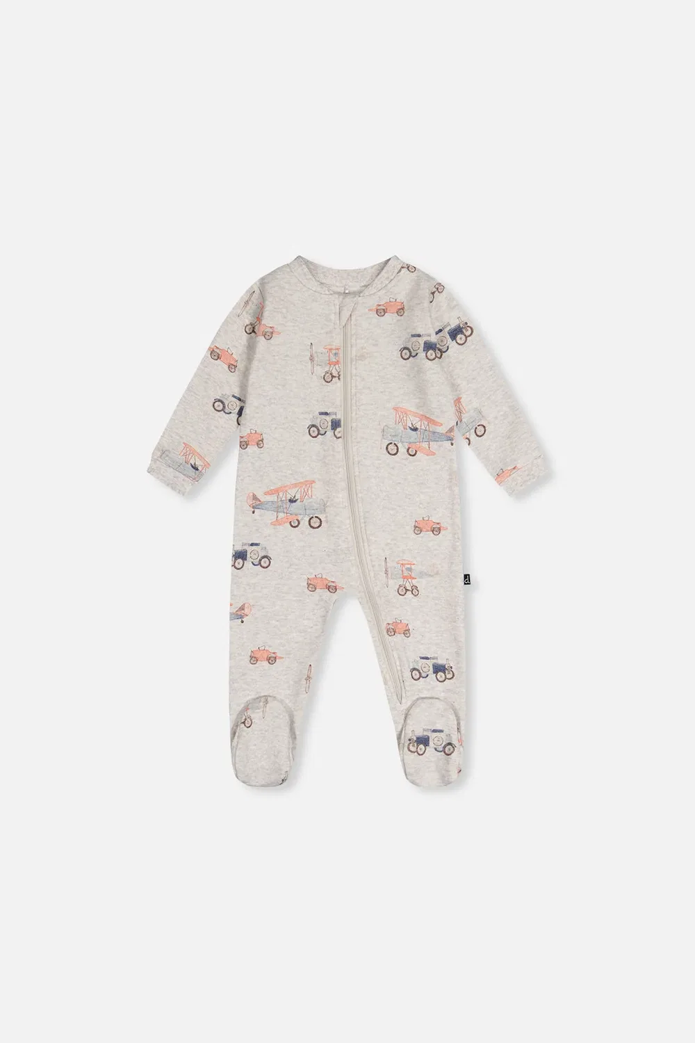 Детский комбинезон для сна с длинным рукавом и принтом самолетов Deux par Deux, Beige Printed Airplanes