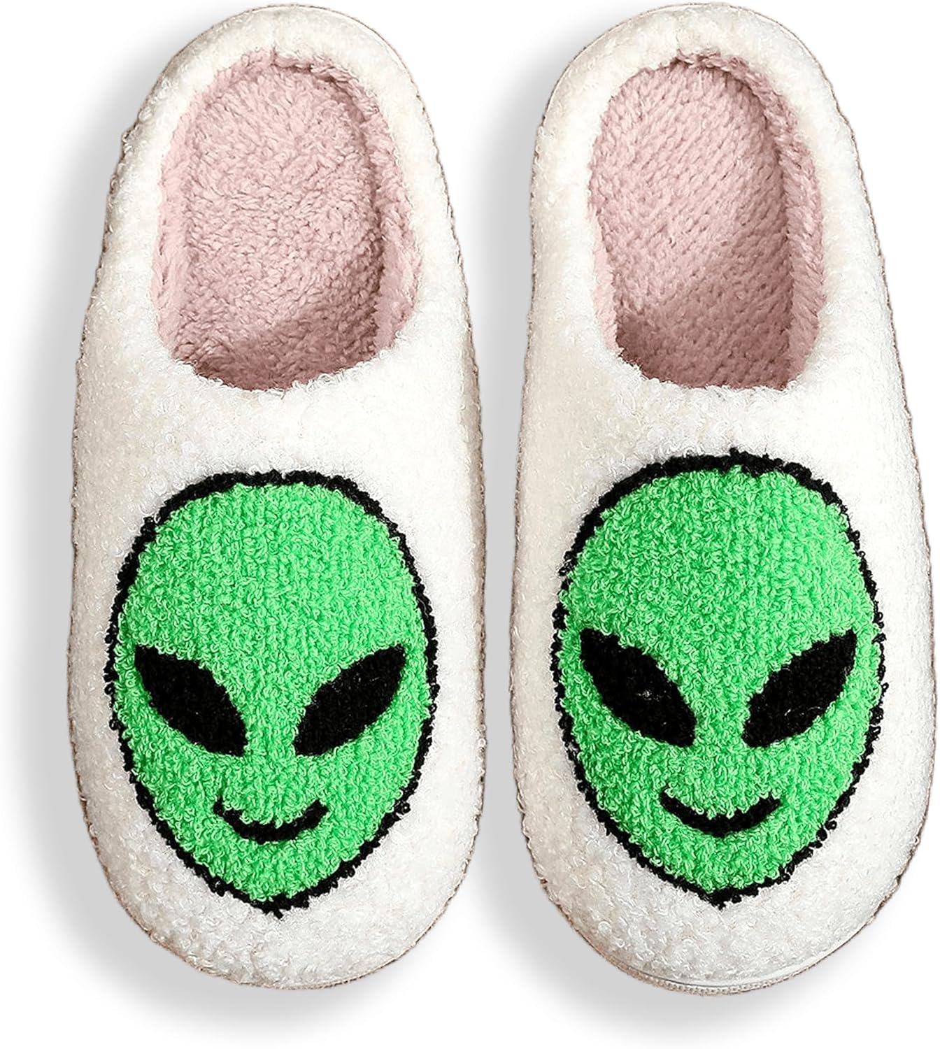 

UINSUE милые хлопковые тапочки-инопланетяне для пар, для дома и спальни, плюшевые, с зеленым мультяшным принтом, уютные тапочки для мужчин и женщин, подходят для любого сезона