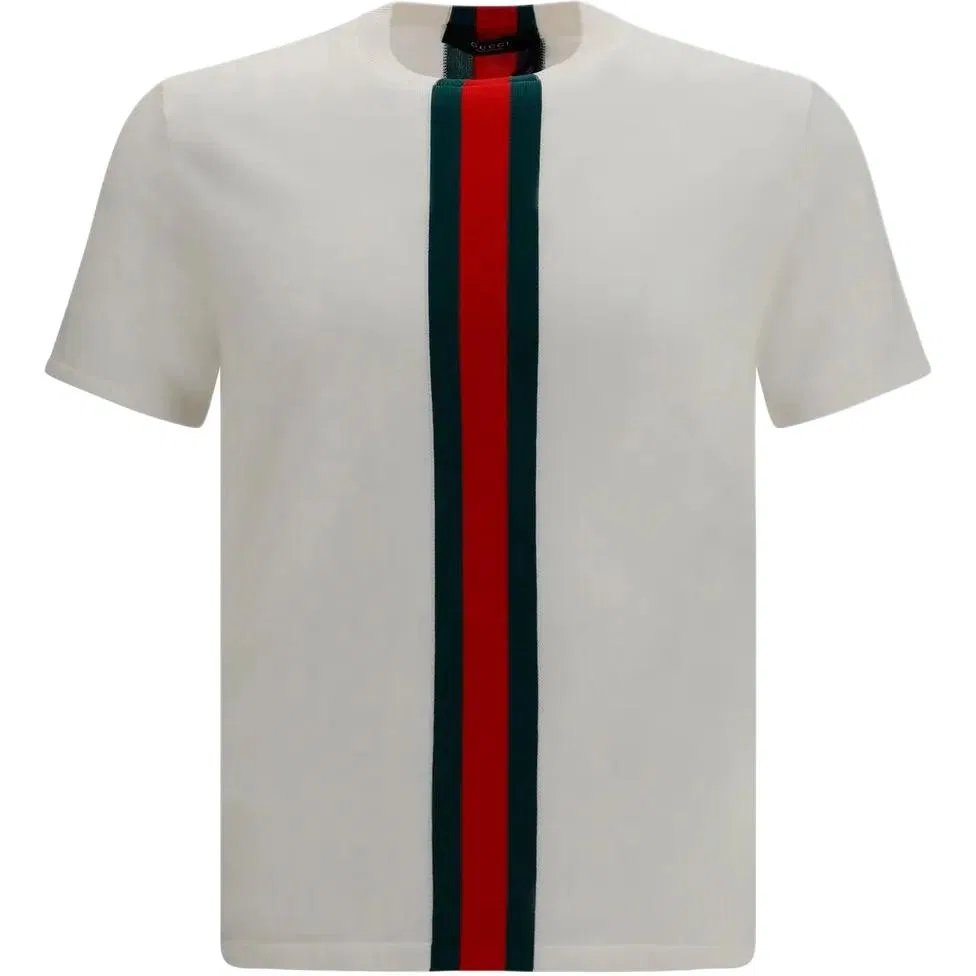 Футболка GUCCI White, мужская, с круглым вырезом, свободный крой