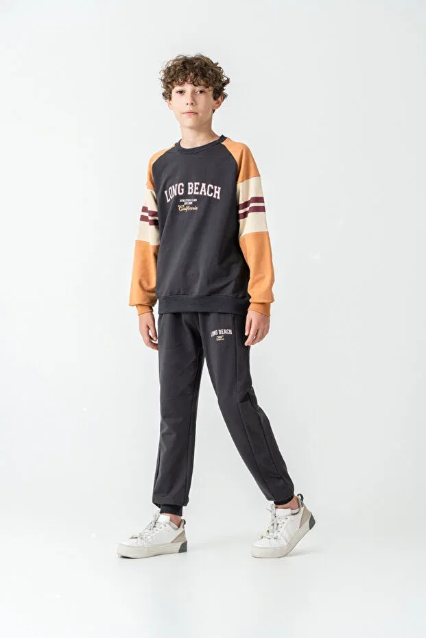 Детский спортивный комплект для мальчиков с принтом Mışıl Kids, Smoke Grey — фото 3