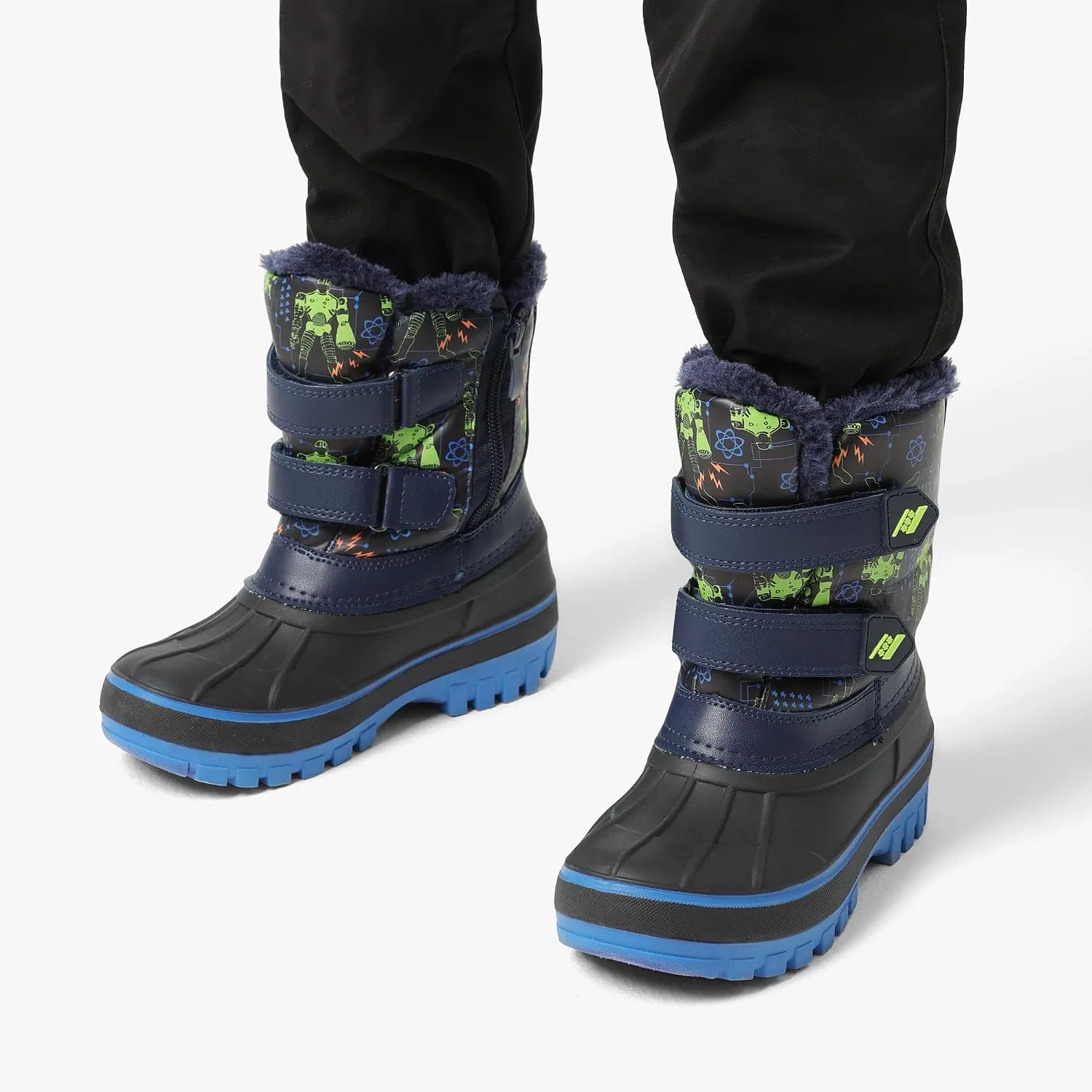 Детские зимние водонепроницаемые снежные ботинки DREAM PAIRS, Black/Navy — фото 2