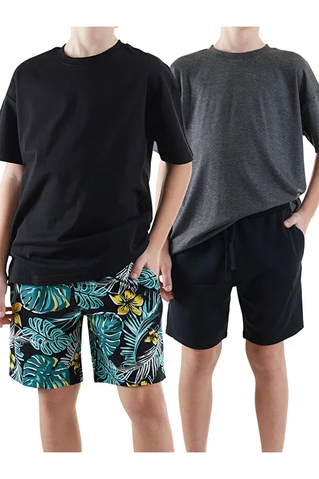 Детские шорты для мальчиков с принтом Hawaiian Denokids, Black