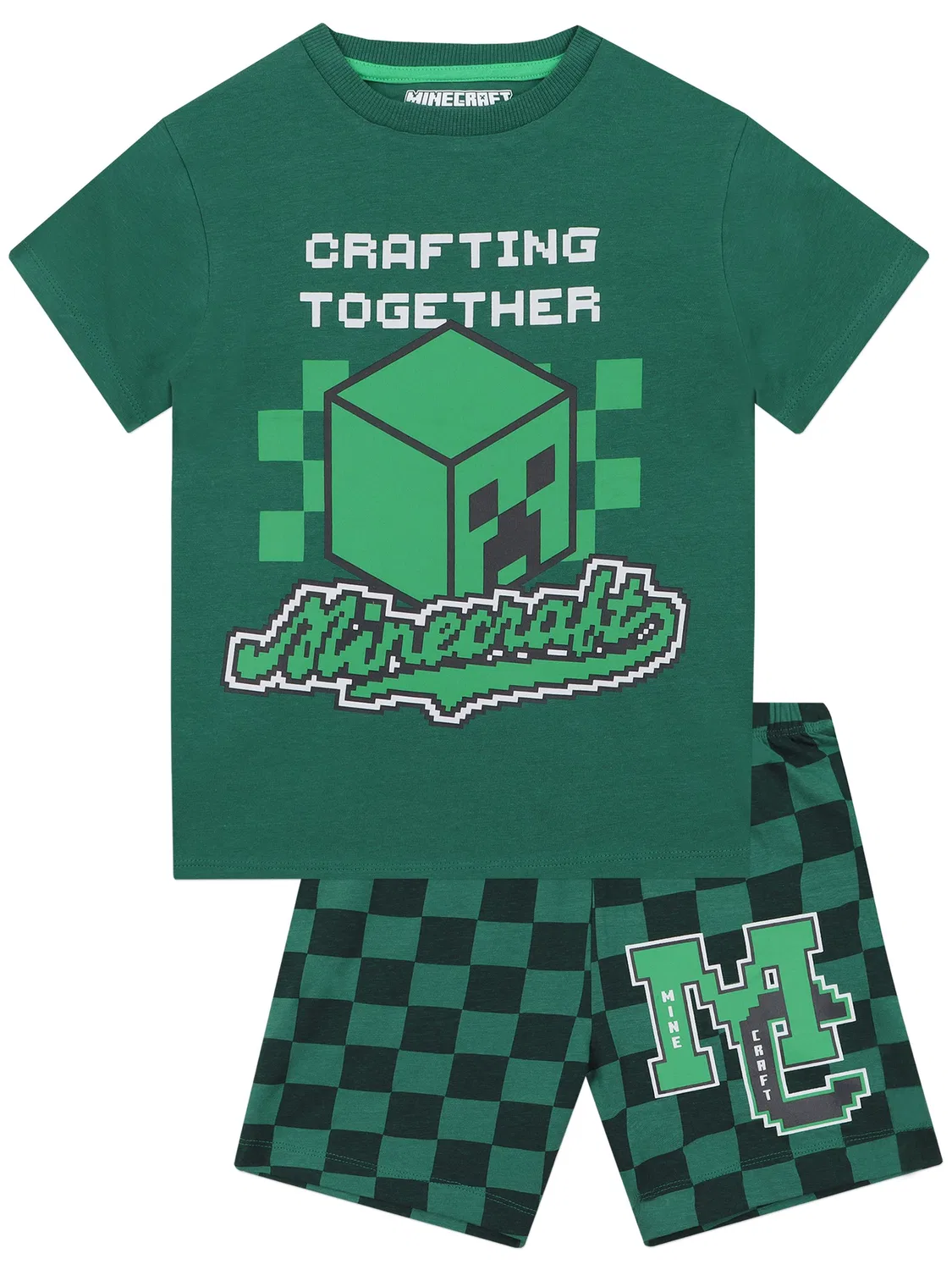 Пижама короткая с принтом Creeper, Minecraft Character, зеленый