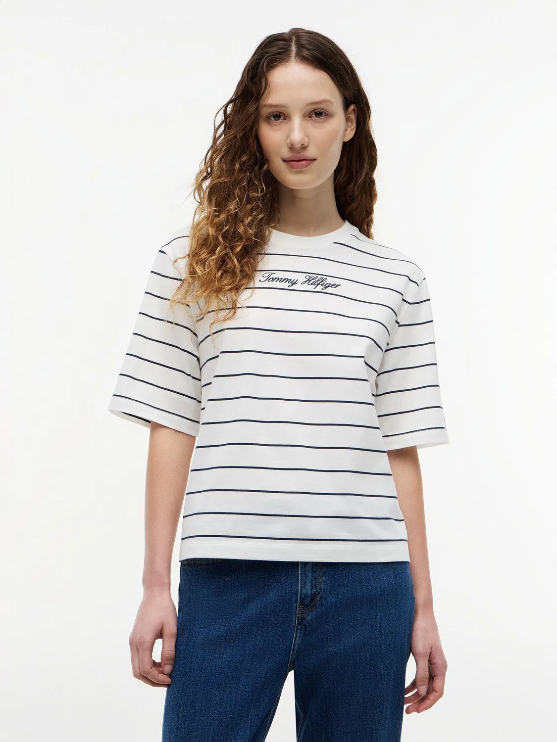 Футболка с вышивкой логотипа Tommy Hilfiger, синяя