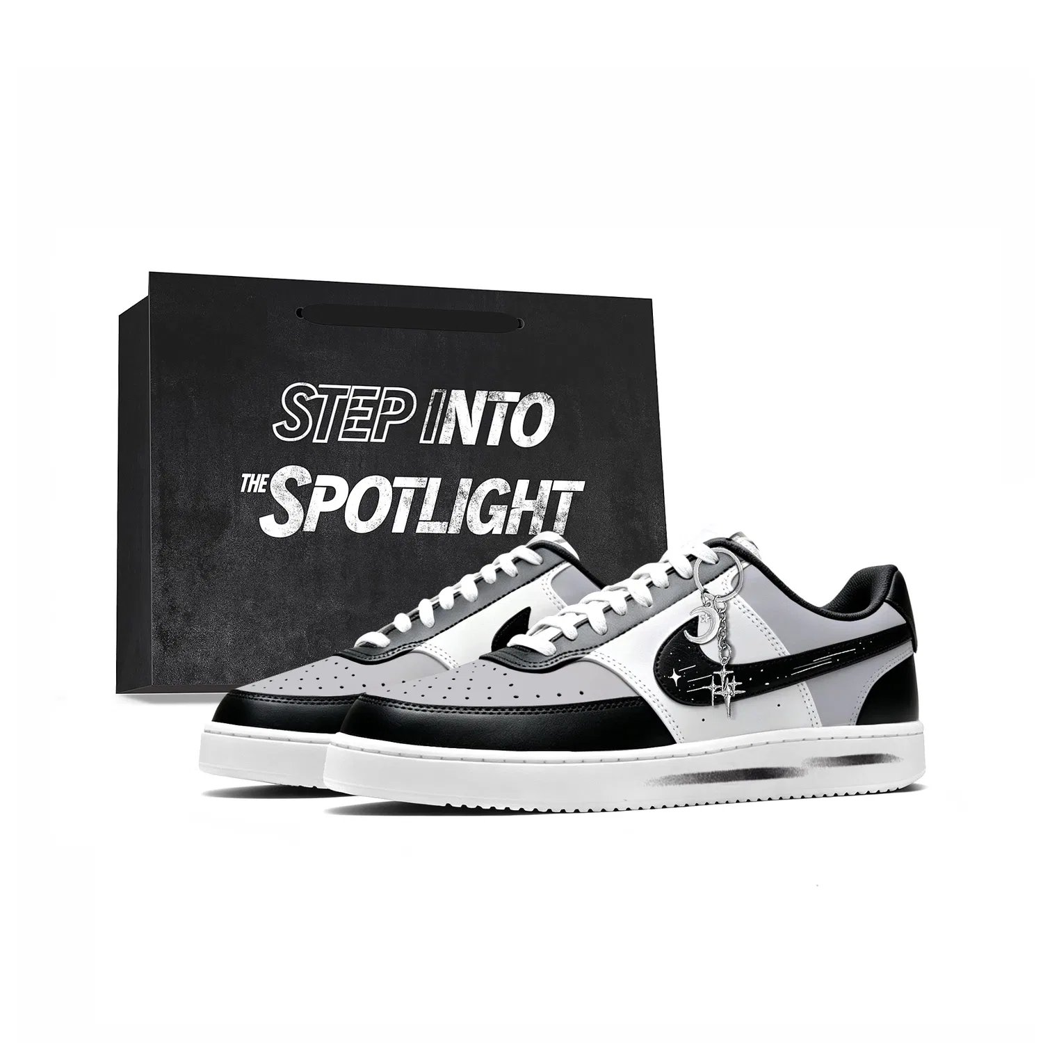 Детские низкие кеды Nike Court Vision 1, Shadow Gray-Limited Shopping Bag